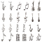 72pcs 12 styles Musical Theme Tibetan Style Alloy Pendants, Mixed Shapes, Antique Silver, 21~31.5x7~15x2~6mm, Hole: 1.5~2.3mm, 6pcs/style