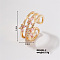 Chic Butterfly Brass Rhinestones Cuff Ring, Open Design and Shiny Style, Golden, US Size 3(14mm)