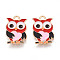 Alloy Enamel Pendants, Owl Charm, Light Gold, Red, 19x12.6x1.2mm, Hole: 1.8mm