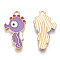 Light Gold Plated Alloy Enamel Pendants, Cadmium Free & Lead Free, Sea Horse Shape, Medium Orchid, 22.5x11.5x1.5mm, Hole: 2mm