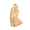 Brass Micro Pave Cubic Zirconia Pendants, Nickel Free, Real 18K Gold Plated, Letter K, 16x10x2.5mm, Hole: 1.6mm