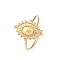 304 Stainless Steel Cuff Ring Components, Pad Ring Setting, Ion Plating(IP), Horse Eye, Real 18K Gold Plated, Tray: 6x4mm, Inner Diameter: 18mm