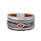Bohemia Leather Multi-strand Bracelets with Evil Eye, Gray