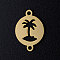 201 Stainless Steel Links connectors, Flat Round with Coconut Tree, Golden, 16.5x12x1mm, Hole: 1.5mm