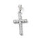 Ion Plating(IP) 304 Stainless Steel Micro Pave Cubic Zirconia Pendants, Cross Charms, Stainless Steel Color, 17.5x10x2mm, Hole: 4x2.5mm