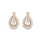 Brass Micro Pave Clear Cubic Zirconia Pendants, Cadmium Free & Nickel Free & Lead Free, with Glass, Teardrop Charms, Real 18K Gold Plated, 10.5x6x3mm, Hole: 0.8mm