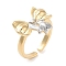 Brass Bowknot Open Cuff Ring for Women, Cadmium Free & Lead Free, Real 18K Gold Plated & Platinum, Adjustable