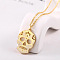 Stainless Steel Mexican Candy Skull Pendant Necklaces, Golden, pendant: 24.1x17.2x1.4