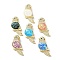 Brass Micro Pave Clear Cubic Zirconia Pendants, Cadmium Free & Lead Free, with Synthetic Opal, Real 18K Gold Plated, Bird, Mixed Color, 23x16x3.5mm, Hole: 2x4mm