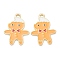 Alloy Enamel Pendants, for Christmas, Gingerbread Man, Goldenrod, Light Gold, 23x16x1mm, Hole: 1mm
