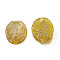 Oval Sew on Rhinestone, Resin Rhinestone, 2-Hole Links, AB Color, with Glitter Powder, Faceted, Garment Accessories, Yellow, 22.5x16x5mm, Hole: 1.2mm
