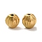 304 Stainless Steel Corrugated Beads, Flat Round, Real 18K Gold Plated, 8x6mm, Hole: 1.5mm