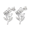 Brass Rhinestone Pendants, Cadmium Free & Nickel Free & Lead Free, Rose Charms, Real Platinum Plated, 19x11.5x3.5mm, Hole: 1.4mm