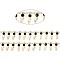Handmade Glass Beaded Chains, with Real 18K Gold Plated Brass Curb Chains and Spool, Long-Lasting Plated, Soldered, Lead Free & Cadmium Free, Rectangle, Black, 2.5x1.8x0.3mm, Rectangle: 9x3x3mm, about 32.8 Feet(10m)/roll
