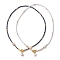 2Pcs 2 Style Natural Pearl Heart Pendant Necklace, Stackable Necklaces with Seed Beaded, Mixed Color, 17-5/8~17-3/4 inch(44.9~45.1cm), 1Pc/style