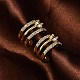 Серьги-каффы из латуни с микропаве из прозрачного кубического циркония EJEW-H147-05G-2