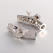 Латунные микро проложить Цирконий бусы изогнутой трубки ZIRC-J004-17P