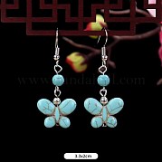 Серьги-бабочки из синтетической бирюзы и сплава WG2299-15