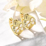 Серьги-кольца из цветочной латуни с микропаве из кубического циркония EJEW-C126-13G-01