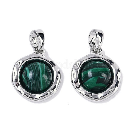 Синтетические малахитовые плоские круглые подвески KK-U043-42G-D-1
