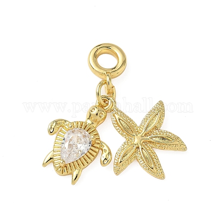 Европейские подвески-шармы с морскими животными из латуни KK-I371-39G-01-1