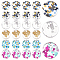 48 Pcs 6 Style Cellulose Acetate(Resin) Charms, with Foil, Flat Round, Mixed Color, 13.5x2~3.5mm, Hole: 1.6~1.8mm, 8pcs/style