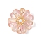 Transparent Glass Pendants, Flower Charm, with Shell Pearl Beads and 304 Stainless Steel Loops, PeachPuff, 29.5x30x12.5mm, Hole: 5.5mm