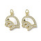 Brass Micro Pave Cubic Zirconia Pendants, Cadmium Free & Lead Free, with Shell, Elephant, Real 18K Gold Plated, 21x16x3.5mm, Hole: 3mm