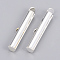 Brass Slide On End Clasp Tubes, Slider End Caps, Cadmium Free & Nickel Free & Lead Free, Silver Color Plated, 6x25x4mm, Hole: 1x3mm