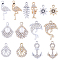 SUNNYCLUE 1 Box 64Pcs 7 Styles Sea Charms Bulk Ocean Charms Silver Alloy Rhinestone Anchors Hoods Shells Wheal Fish Bone Peal Flamingos Gold Charm for Jewelry Making Charms Earrings Necklaces Crafts
