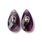 Natural Amethyst Pendants, Faceted Teardrop Gems Charms with Brass Micro Pave Cubic Zirconia Findings, Golden, 25.5x13~13.5x6mm, Hole: 1mm