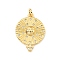 Brass Micro Pave Cubic Zirconia Pendants, Cadmium Free & Lead Free, Flat Round with Human Face, Long-Lasting Plated, Real 18K Gold Plated, 23x17x3mm, Jump Ring: 5x1mm, 3mm Inner Diameter