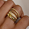 4Pcs Brass Micro Pave Clear Cubic Zirconia Finger Rings & Brass Finger Rings Set, Statement Rings for Women, Golden, US Size 8(18.1mm)