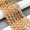Frosted Transparent Glass Bead Strands, with Gold Powder, Round, Sandy Brown, 8mm, Hole: 1mm