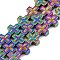 Electroplated Synthetic Non-magnetic Hematite Beads Strands, Cross, Rainbow Plated, 8.5x8.5x3mm, Hole: 0.7mm, about 47pcs/strand, 15.91''(40.4cm)