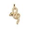 Brass Micro Pave Cubic Zirconia Pendants, Snake, Snake, 34.5x20x4mm, Hole: 5x2.5mm