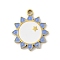 304 Stainless Steel Enamel Pendants, Laser Cut, Sun with Star Charm, Real 18K Gold Plated, 17x14.5x1.5mm, Hole: 1.5mm