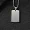 304 Stainless Steel Blank Pendant Necklaces, with Box Chain and Manual Polishing Pendants, Stainless Steel Color, Rectangle, 17.72 inch(45cm), Charm: 30x18.5mm