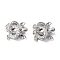 Rack Plating Brass Micro Pave Clear Cubic Zirconia Box Clasps, 3-Strand, 6-Hole, Long-Lasting Plated, Double Number 0, Platinum, 13.5x17.5x6mm, Jump Ring: 3.5x0.5mm, Inner Diameter: 2mm
