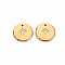Ion Plating(IP) 304 Stainless Steel Charms, with Micro Pave Clear Cubic Zirconia, Cadmium Free & Nickel Free & Lead Free, Flat Round, Real 14K Gold Plated, 12x1.5mm, Hole: 0.9mm