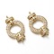 Brass Micro Pave Clear Cubic Zirconia Links Connectors, Long-Lasting Plated, Flat Round, Real 18K Gold Plated, 19x35x4.5mm, Hole: 2mm