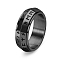 Rotatable Stainless Steel Finger Ring, Viking Runes for Men, Black, US Size 6(16.5mm)