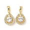 Brass Micro Pave Cubic Zirconia Pendants, Teardrop, Ion Plating(IP), Long-Lasting Plated, Lead Free & Cadmium Free, Golden, 17x10.5x5.5mm, Hole: 4x2.5mm