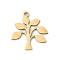 201 Stainless Steel Pendants, Tree Charms, Real 18K Gold Plated, 17x15.5x1mm, Hole: 1.4mm