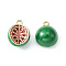 Brass Enamel Charms, Imitation Fruit, Light Gold, Guava Charm, Green, 12.5x10x6.5mm, Hole: 1.2mm