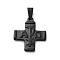 304 Stainless Steel Pendants, Cross with Chi Rho Charms, Black, 23.5x20x2.5mm, Hole: 6.3x3.4mm