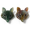 Natural Indian Agate Pendants, Top Drilled Beads, with Black Onyx Eye, Fox Head, 41x29.5~30.5x13~14.5mm, Hole: 1.6mm