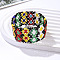 Bohemian Style Glass Seed Beaded Bracelets for Women, Rhombus, Colorful, 6-3/4 inch(17cm)