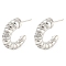 Rack Plating Brass Cubic Zirconia Horn Stud Earrings, Long-Lasting Plated, Lead Free & Cadmium Free, Platinum, 20.5x19x6mm
