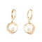 Clear Cubic Zirconia Moon with Couples Dangle Leverback Earrings, Brass Jewelry for Women, Cadmium Free & Nickel Free & Lead Free, Real 18K Gold Plated, 28mm, Pin: 1mm